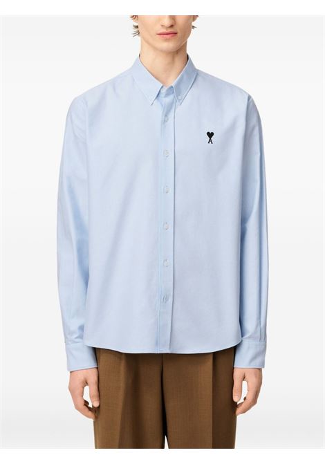Camicia con logo in azzurro ami pars AMI PARIS | HSH763CO0031450